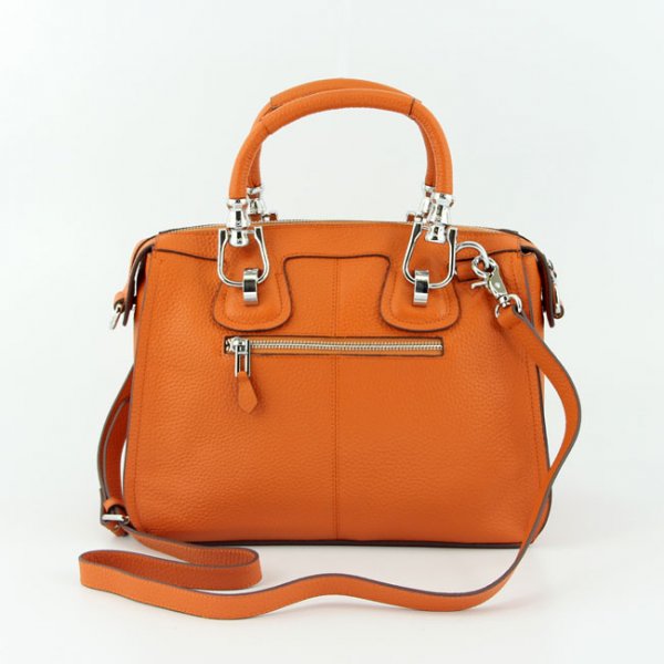Hermes 9048 Lichee Stripe 28cm Wrist Bags Orange Silver